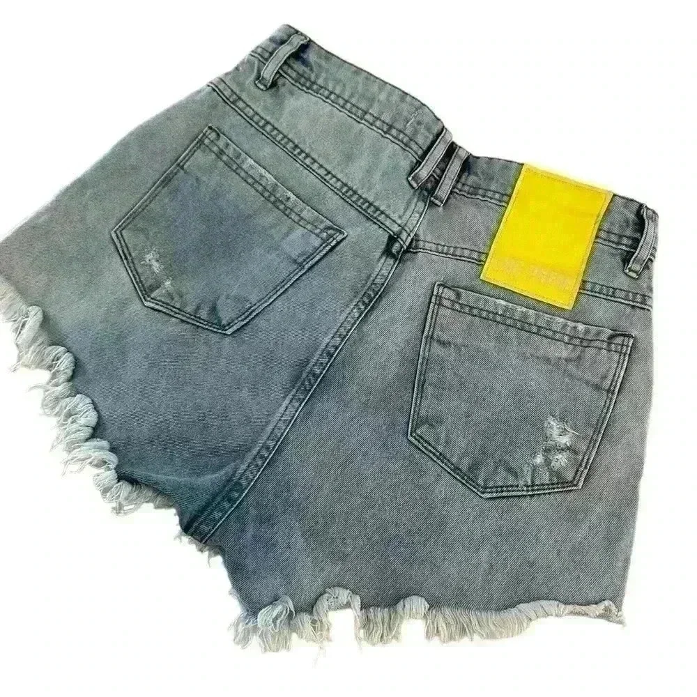 LANCA PERFUME NWOT Raw Hem High Ride W/Yellow Leather Logo Stitched On Sz 38/7